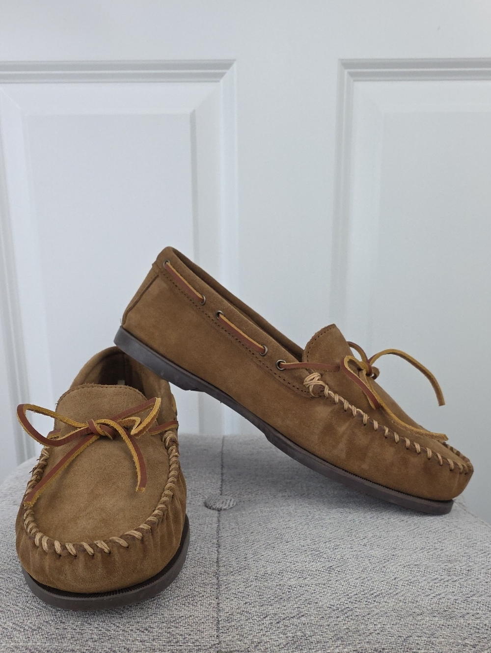 Minnetonka 747W Men's Sued Camp Moccasins In Dusty Brown Size 12 NEW IN BOX